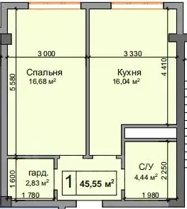 1-к кв. Кабардино-Балкария, Нальчик ул. Мусова (45.55 м)
