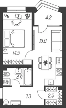 1-к кв. Тульская область, Тула ул. Михеева (50.4 м)