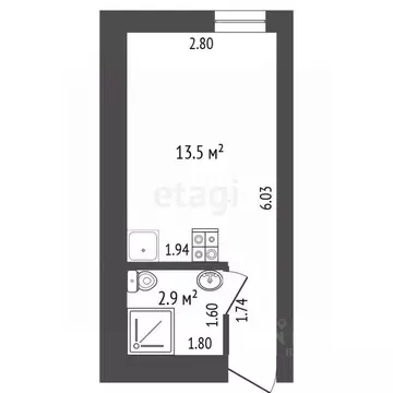 Студия Краснодарский край, Анапа пер. Северный, 1 (16.0 м)