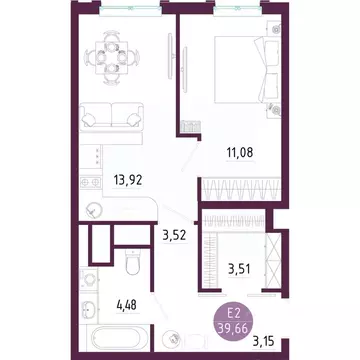 1-к кв. Тульская область, Тула ул. Купцов Гречихиных (39.66 м)
