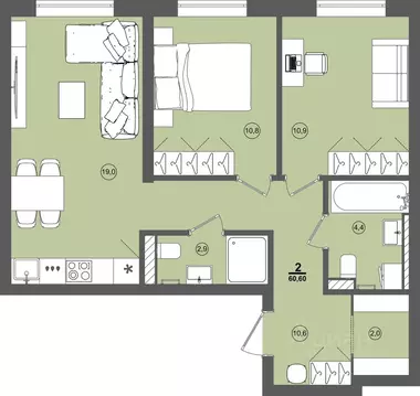2-к кв. Удмуртия, Завьяловский район, д. Хохряки, Богатыри мкр 12 ...