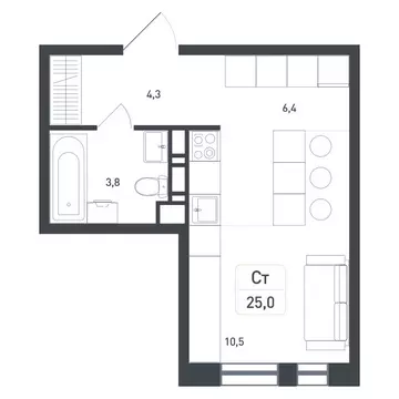 Квартира-студия: Московская область, городской округ Подольск, деревня ...