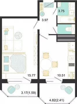 1-к кв. Московская область, Домодедово ул. Текстильщиков, 45 (38.0 м)