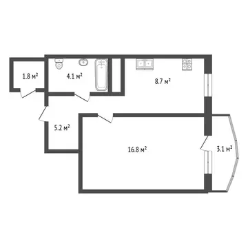 1-комнатная квартира: Тюмень, улица Героев Космоса, 9 (36 м)