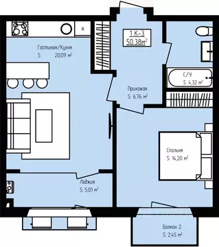1-к кв. Дагестан, Дербент Камеллия жилой комплекс (50.38 м)