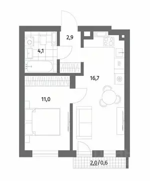 1-к кв. Калининградская область, Гурьевск ул. Имени Антона Пошкуса, ...