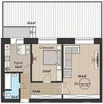 2-к кв. Новосибирская область, Новосибирский район, Мочищенский ...
