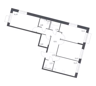 3-к кв. Москва Молжаниново жилой комплекс, к4 (78.44 м)