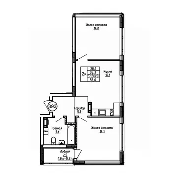 2-к кв. Калининградская область, Калининград ул. 1-я Большая окружная ...