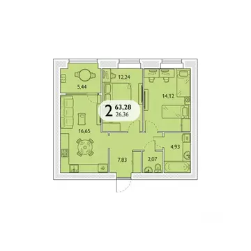 2-к кв. Брянская область, Брянский район, пос. Мичуринский, ...