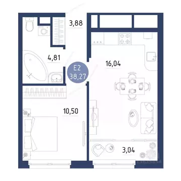 1-к кв. Рязанская область, Рязанский муниципальный округ, с. Дядьково ...