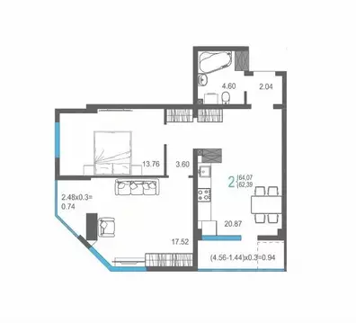 2-к кв. Крым, Ялта ул. Кирова, 155Ак2 (64.07 м)