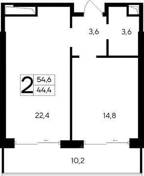 2-к кв. Крым, Евпатория Курортный кв-л,  (54.6 м)