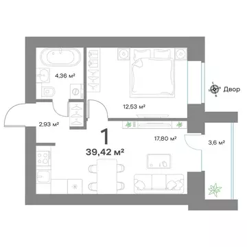 1-комнатная квартира: Выкса, улица Зуева, 1 (39.42 м)