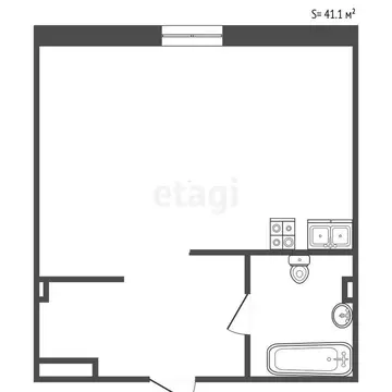 1-комнатная квартира: Кудрово, Областная улица, 9к2 (41.1 м)