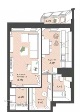 1-к кв. Калининградская область, Калининград ул. Гайдара, 90 (50.0 м)