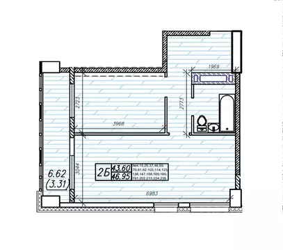 2-к кв. Приморский край, Владивосток Суприм жилой комплекс (46.95 м)
