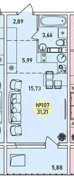 Студия Ярославская область, Ярославль 2-й мкр,  (31.21 м)