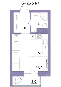 Студия Карелия, Петрозаводск Перевалка-2 мкр,  (26.5 м)