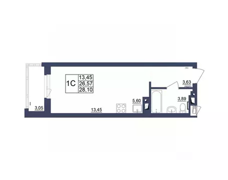 Студия Башкортостан, Уфа Космос жилой комплекс, лит1 (26.97 м)