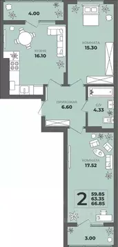 2-к кв. Калининградская область, Калининград ул. Генерала Толстикова, ...