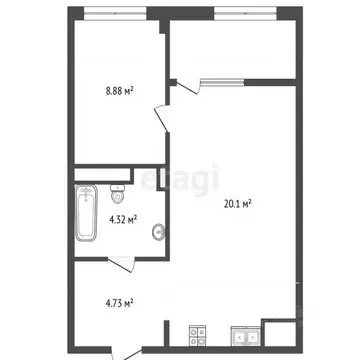 1-к кв. Тюменская область, Тюмень ДОК мкр, ул. Воронинская, 47 (43.0 ...