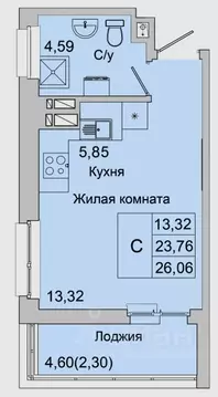 Студия Ростовская область, Батайск ул. Булгакова, 11 (26.06 м)