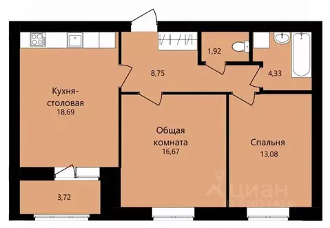 2-к кв. Мордовия, Саранск ул. Филатова, 11 (65.3 м)