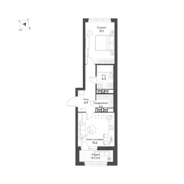 1-к кв. Свердловская область, Екатеринбург Солнечный жилрайон,  (42.2 ...