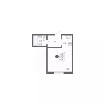 1-к кв. Кировская область, Киров ул. Потребкооперации, 34 (27.8 м)