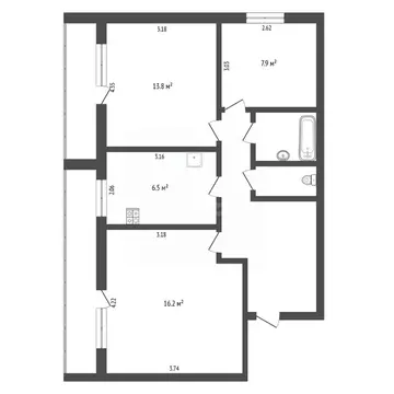 3-к кв. Тюменская область, Тюмень ул. 30 лет Победы, 126 (64.0 м)