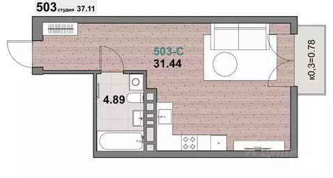 1-к кв. Калининградская область, Зеленоградск ул. Гагарина (37.11 м)