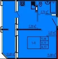 1-к кв. Брянская область, Брянский район, пос. Мичуринский  (36.93 м)
