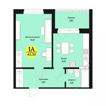 1-к кв. Ставропольский край, Ставрополь Лесная ул., 204 (43.3 м)