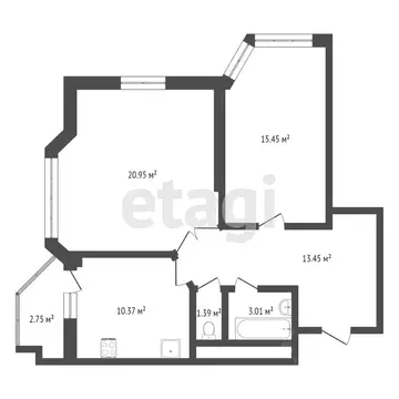 2-к кв. Тюменская область, Тюмень Первомайская ул., 50 (83.7 м)