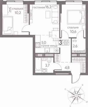 Студия Пермский край, Пермь ул. Серебристая, 3А (53.1 м)
