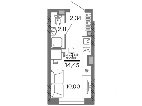 Студия Рязанская область, Рязань Олимпийский городок мкр, 10 (14.45 м)