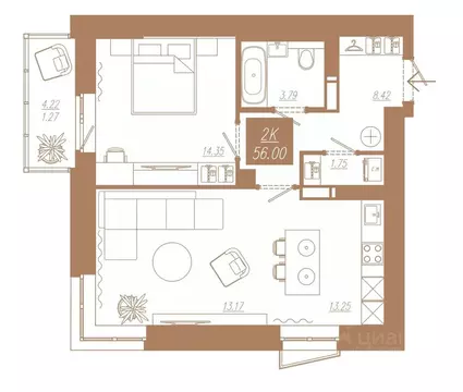 2-к кв. Красноярский край, Красноярск ул. 3-я Краснодарская, 14А ...