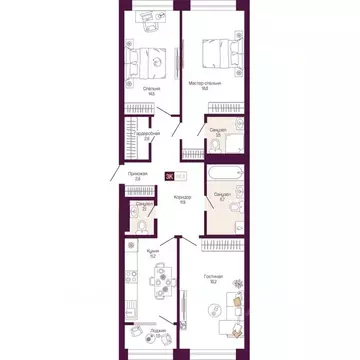 3-к кв. Нижегородская область, Нижний Новгород ул. Тургенева (93.8 м)