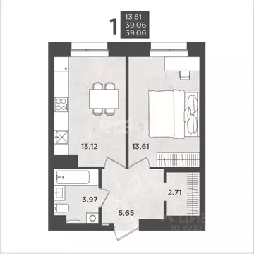 1-к кв. Пермский край, Пермь ул. Космонавта Леонова, 41к2 (39.06 м)