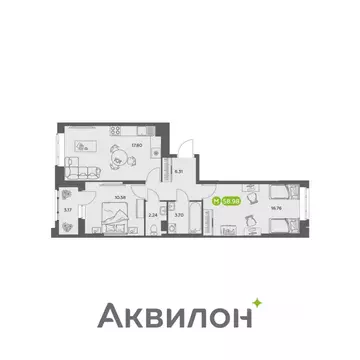 2-к кв. Архангельская область, Архангельск АКвартал жилой комплекс ...