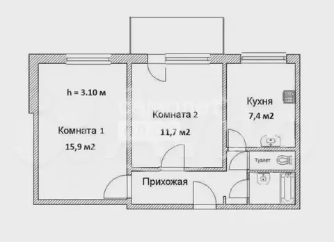 2-к кв. Курская область, Коренево муниципальное образование, Коренево ...