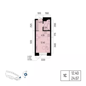 1-к кв. Башкортостан, Уфа Глумилино-1 мкр, Новатор жилой комплекс ...