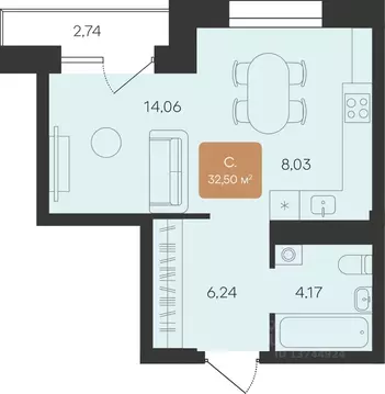 Студия Ямало-Ненецкий АО, Новый Уренгой Уютный мкр,  (32.5 м)