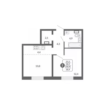 2-к кв. Кировская область, Киров ул. Потребкооперации, 34 (38.9 м)