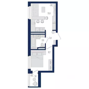 1-к кв. Башкортостан, Уфа бул. Яркий (28.9 м)