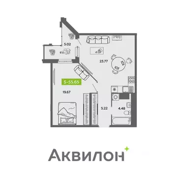 1-к кв. Архангельская область, Архангельск  (55.65 м)