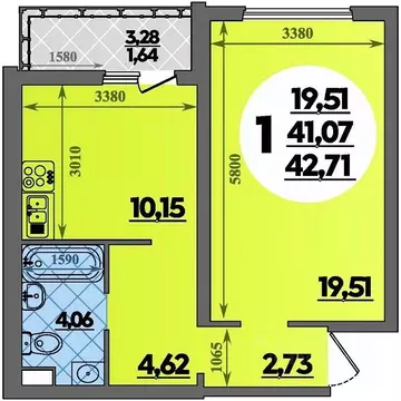 1-к кв. Адыгея, Майкоп  (42.71 м)