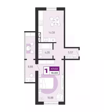 1-к кв. Брянская область, Брянск Литейная ул., 69 (47.02 м)