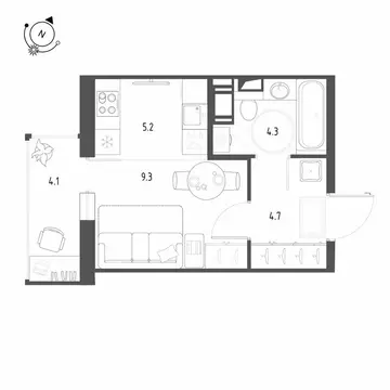 Квартира-студия: Шушары, Чудовская улица, 14к1 (24.7 м)